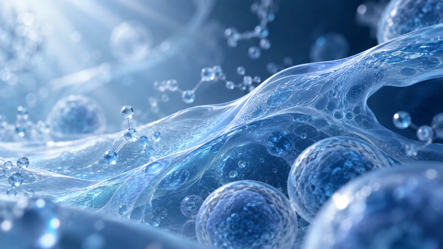 蓝色生物材料、细胞与分子结构构成的公司科研视觉