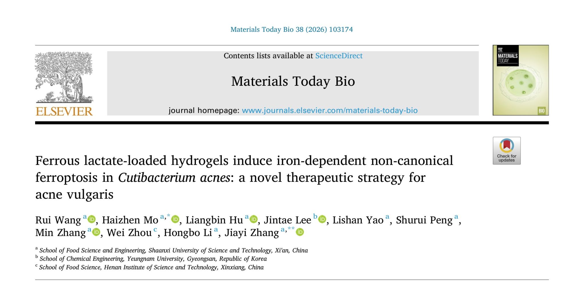 食品学院胡梁斌、莫海珍教授团队在《Materials Today Bio》发表研究成果揭示厌氧菌非经典铁死亡新机制并实现成果转化